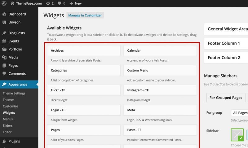 WordPress Widget la gi available widgets 800x478 1