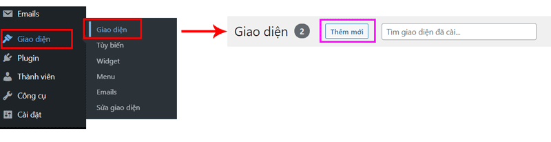 cai dat them giao diem wordpress