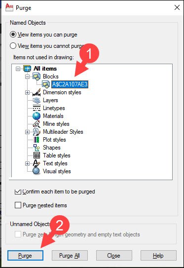 xóa Block trong AutoCAD