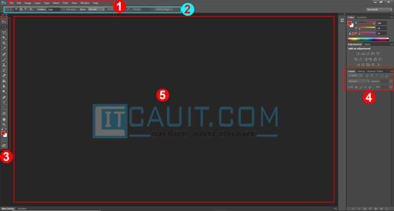 giao diện photoshop
